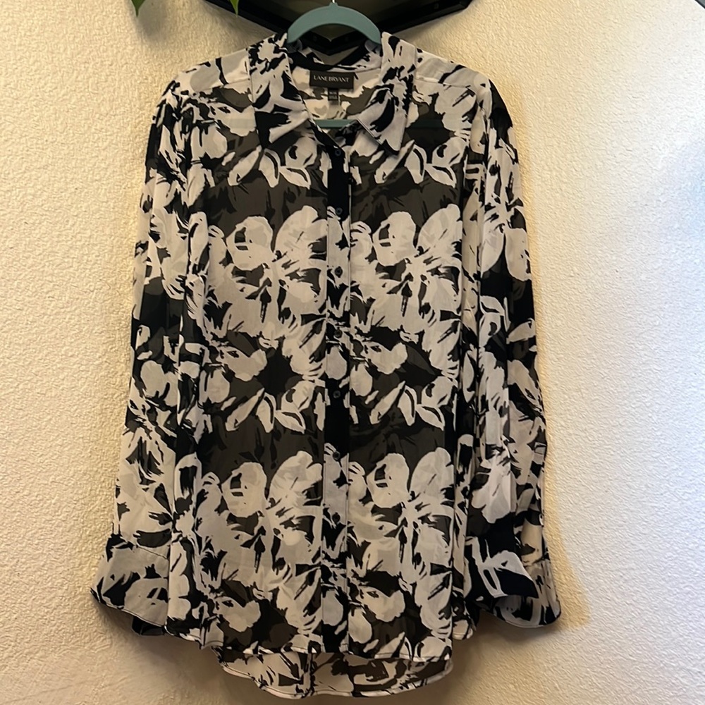 Lane Bryant Sheer floral blouse